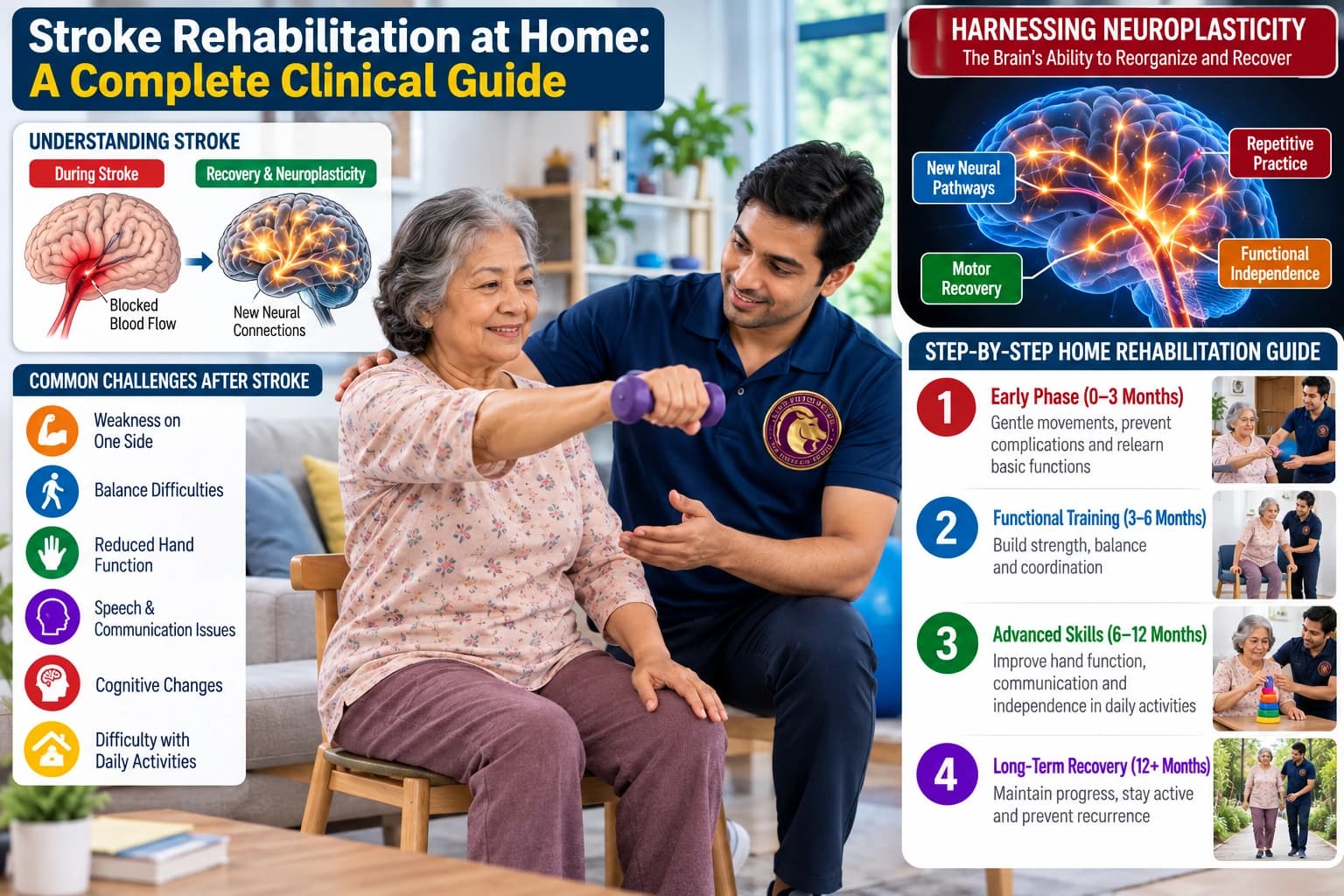 Comprehensive home stroke rehabilitation and functional mobility coaching by an Aries PhysioCare clinician.
