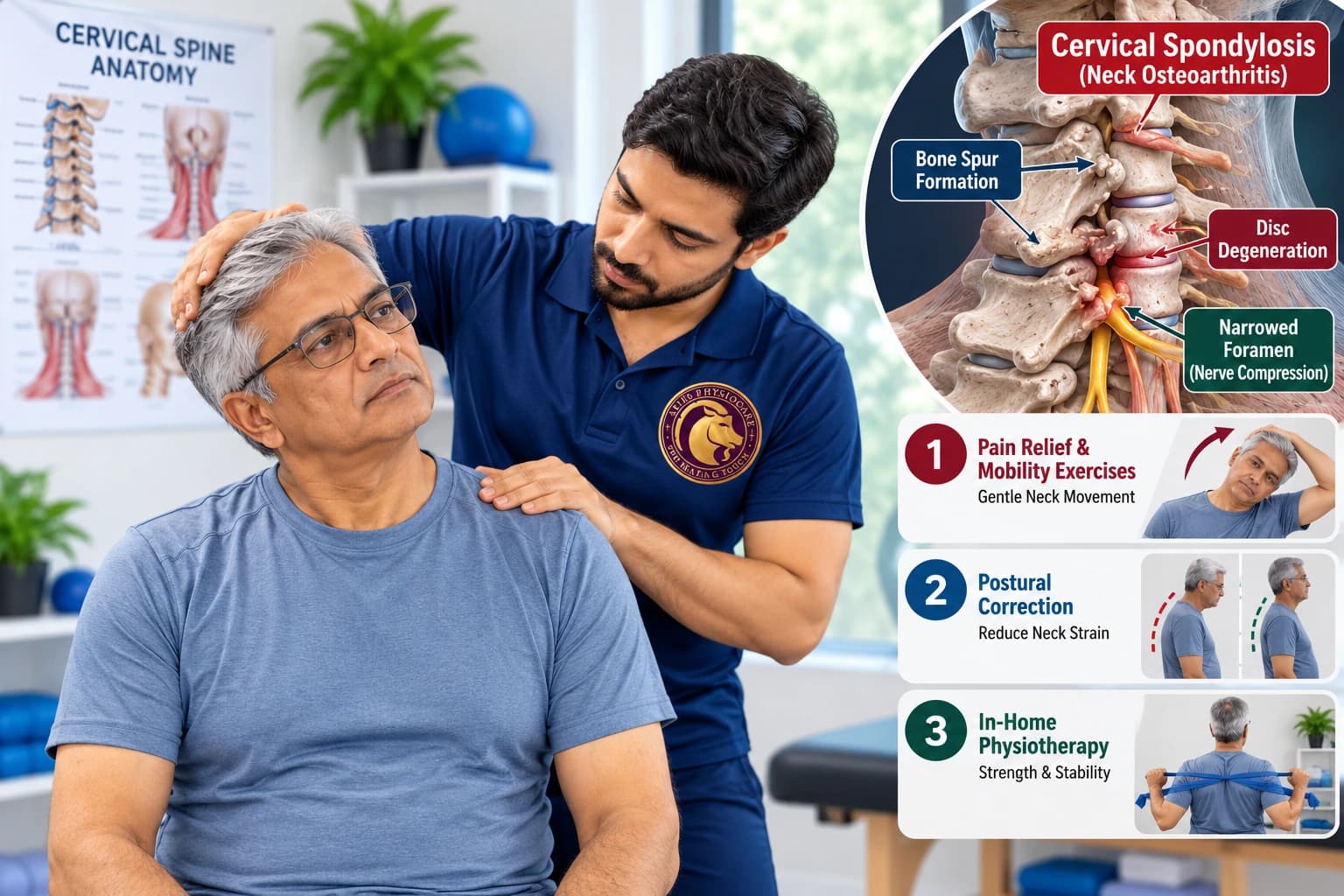 Evidence-based cervical spondylosis therapy and facet joint decompression administered by an Aries PhysioCare clinician.