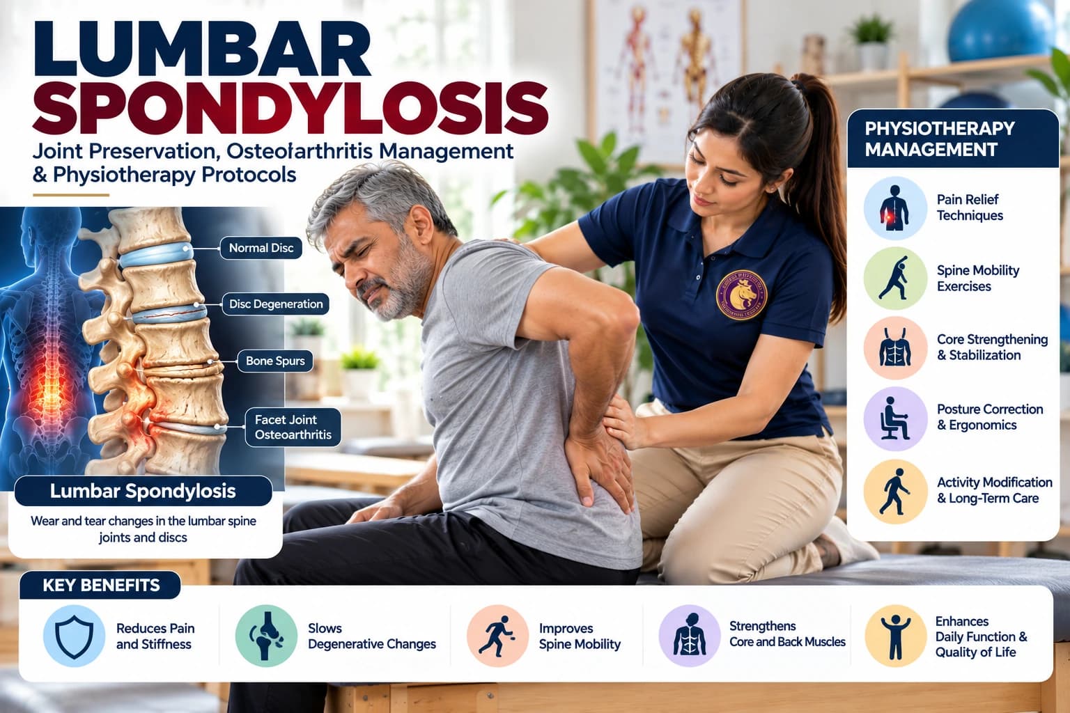 Joint preservation therapy and gentle lumbar traction for lumbar spondylosis at Aries PhysioCare.