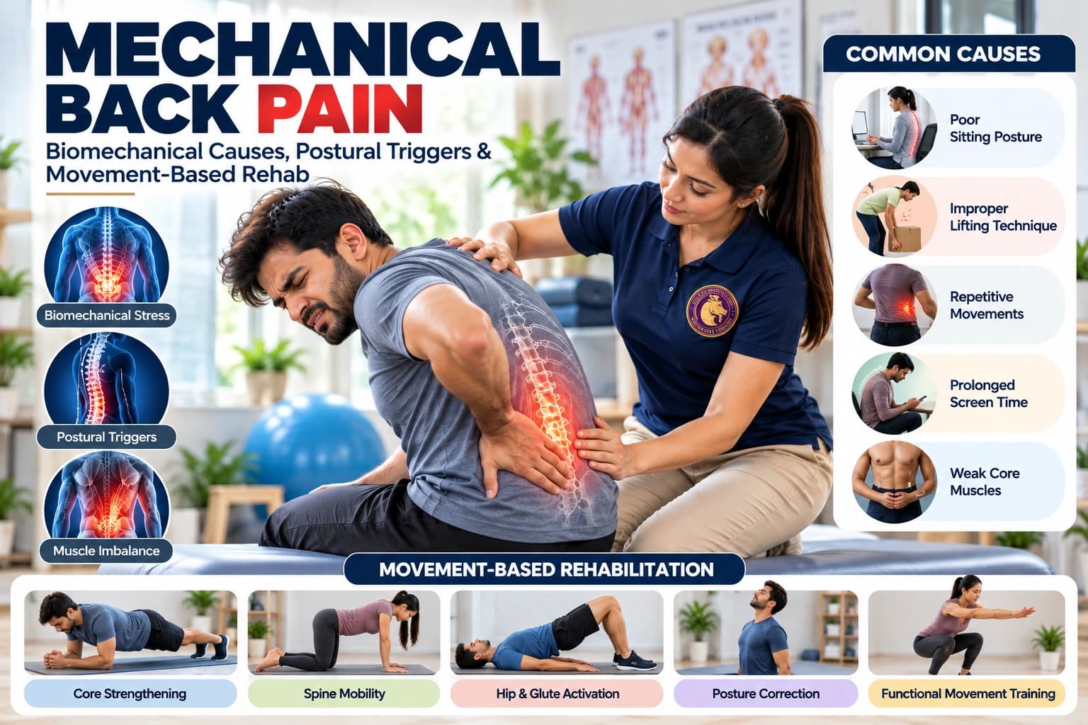 Movement-based mechanical back pain treatment and lumbopelvic rhythm retraining guided by an Aries PhysioCare specialist.