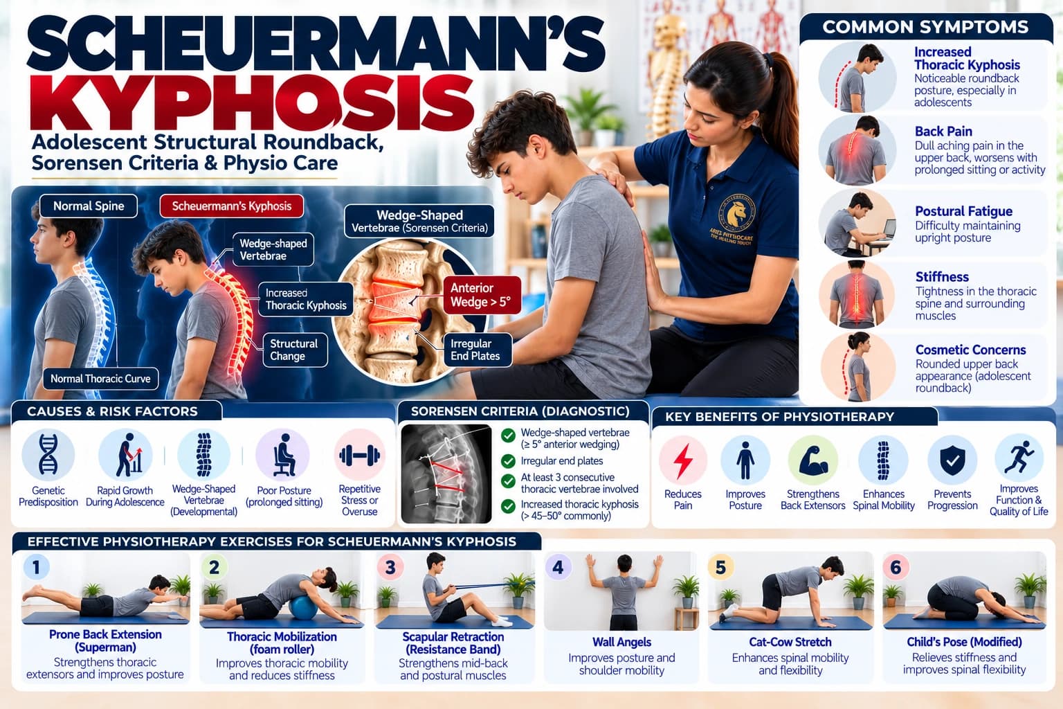 Structural roundback Scheuermann kyphosis correction and extensor strengthening with an Aries PhysioCare specialist.