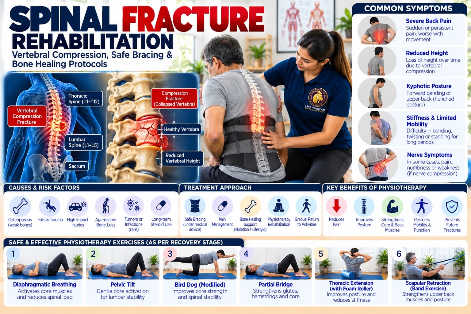 Safe vertebral compression fracture rehabilitation and protected spinal movement with an Aries PhysioCare expert.