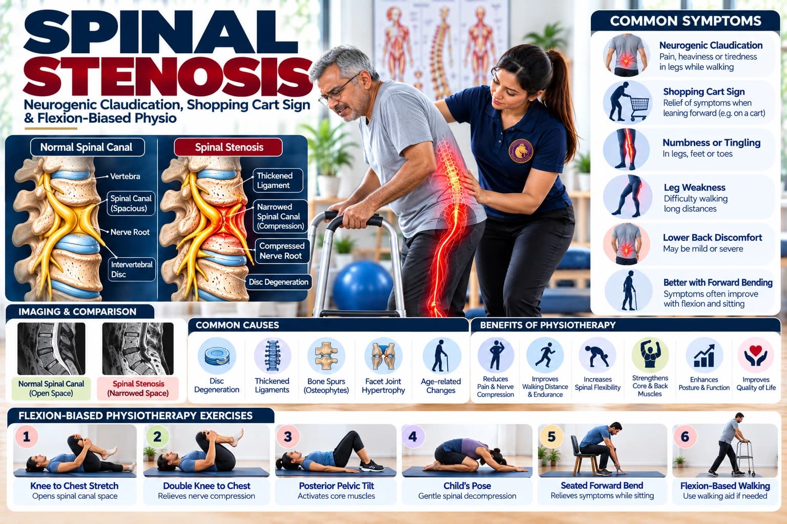Flexion-biased gait training and walking endurance conditioning for spinal stenosis with an Aries PhysioCare therapist.